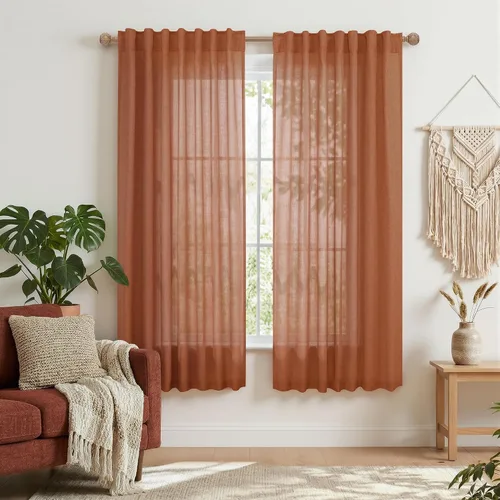 Vista 113 de Mrs.Naturall Cortinas negras de 45 pulgadas de largo, cortinas cortas de lino transparente para privacidad para cocina, dormitorio, ventanas