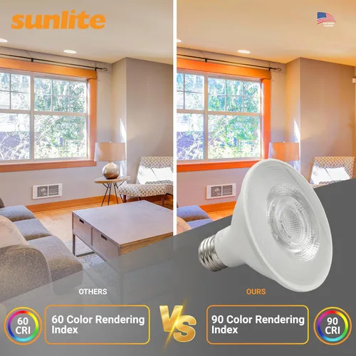Vista 4 de Sunlite Foco Reflector PAR30 LED, Foco, 9W (equivalente a 75W), 750 Lm, Base E26 Media, CRI 90, Atenuable, Uso en Iluminación de Riel Decorativa