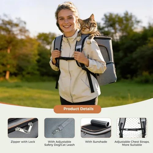 Vista 5 de Lekereise Mochila para Gatos Expandible Transportador de Mascotas Mochila para Gatos y Perros Pequeños, Mochila Transportador de Perros Plegable