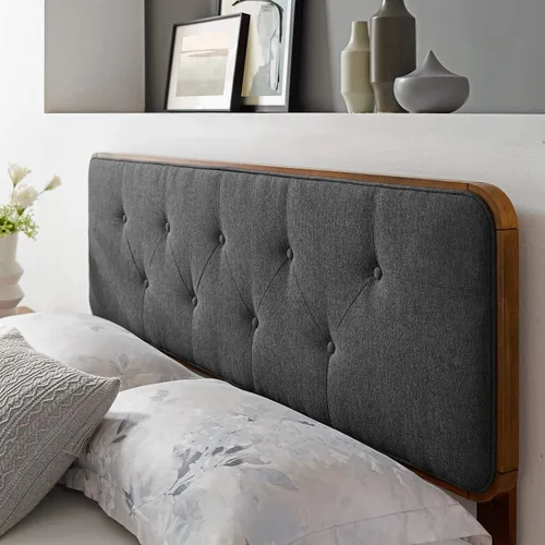 Vista 10 de Modway MOD-6233-BLK-BEI Collins - Cabecero tapizado con botones de tela y madera para cama matrimonial, color negro y beige