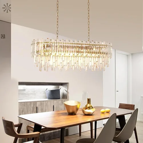 Vista 8 de Candelabro rectangular de cristal K9, 37.4 pulgadas, 10 luces, lámpara colgante lineal para comedor, isla de cocina