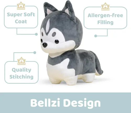 Vista 6 de Bellzi Husky siberiano – Juguete de peluche lindo de 6.5 pulgadas – Suave y adorable regalo de peluche para perros – Regalo perfecto para todas