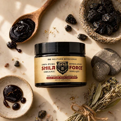 Vista 7 de ShilaForce™ Shilajit - Resina viva orgánica orgánica del Himalaya cosechada en estado silvestre de grado dorado, 500 mg, 70% ácido fúlvico y 10%