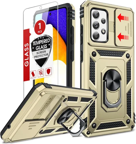 Vista 230 de LeYi Funda para Moto G Stylus 2022 4G (no compatible con 5G), funda para Moto G Stylus con 2 protectores de pantalla, funda protectora de grado Oro