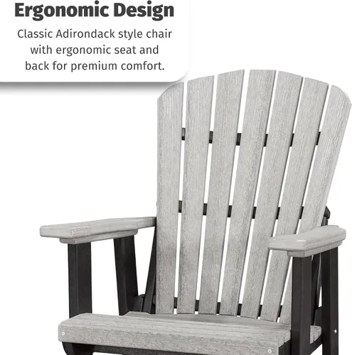 Vista 6 de DutchCrafters Slat Fan Back Poly Adirondack Glider Silla de patio al aire libre (negro y azul aruba)