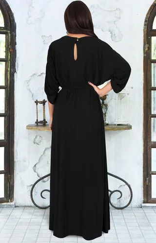 Vista 5 de KOH KOH Vestido de noche holgado y formal, con mangas de murciélago, vestido informal.