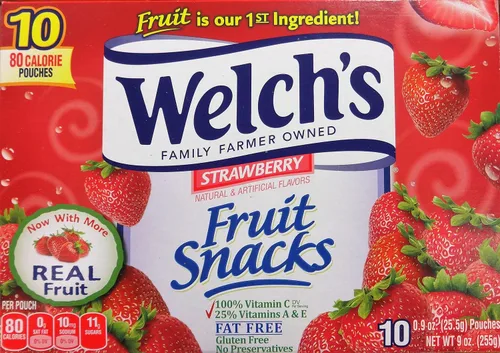 Vista 2 de Welch's Bocadillos de frutas con sabor a fresa, 10 bolsas (2 paquetes)
