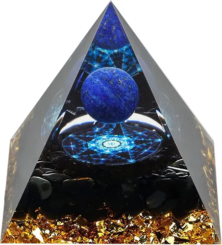 Vista 10 de Pirámide de orgón, pirámide de cristal curativo de amatista y piedras curativas de orgonita, cristales de protección, generador de energía