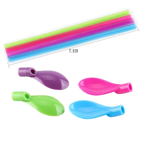 Vista 3 de Juego de 40 pajitas de plástico duro de 9 pulgadas, popotes desmontables de cocina, cuchara para agitar, cuchara de café (4 colores)