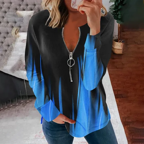 Vista 2 de TXIAOLLY Tunic Tops for Women Loose Fit,Womens Hooded Pullover Sweatshirts Half Zipper Crop Hoodie Cropped Long Sleeve Tops