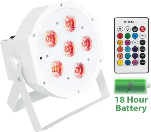 Vista 2 de 16 Rockville Battery PAR 61 Blanco Recargable RGBWA+ DMX DJ Up-Lights+Remotes