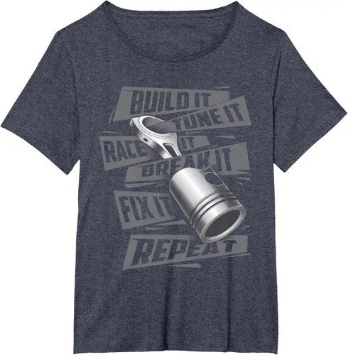 Vista 79 de Build It Tune It Race It Break It - Camiseta para entusiastas de los coches de carreras, talla S Negro