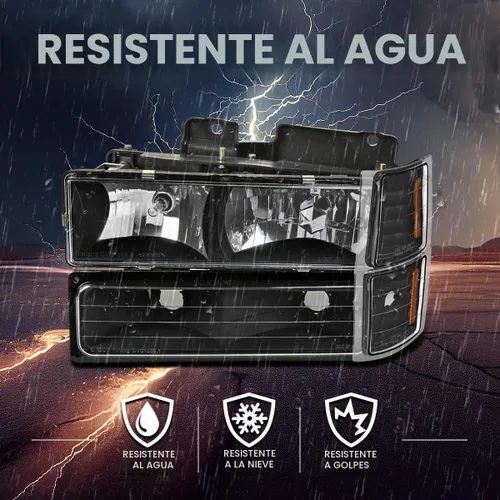 Vista 6 de SPEC-D TUNING Faros delanteros negros + luces de parachoques + luces de esquina Compatibles con 1994-1998 Chevy C/K 1500 2500 3500 Tahoe Suburban