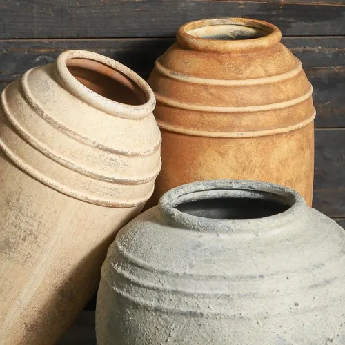 Vista 4 de Florero de cerámica con asas, jarrón de 12 pulgadas de alto para centros de mesa, grandes jarrones decorativos de terracota, jarrones rústicos