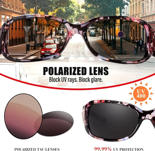 Vista 5 de FIMILU Gafas de sol polarizadas para mujer, protección UV400, gafas envolventes de moda, decoración de mariposa, accesorios de moda