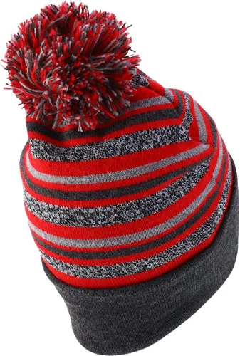 Vista 2 de Trendy Apparel Shop Gorro largo con pompones de hilo de rayas y pompones de punto