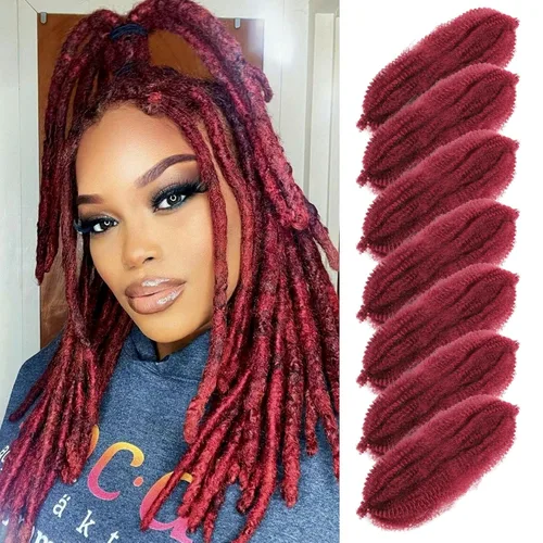 Vista 10 de Cabello para Trenzas Marley Twist de 10 pulgadas Negro 3 Paquetes Cabello Afro Twist Elástico Preseparado para Locs Suaves Cabello Spring Twist