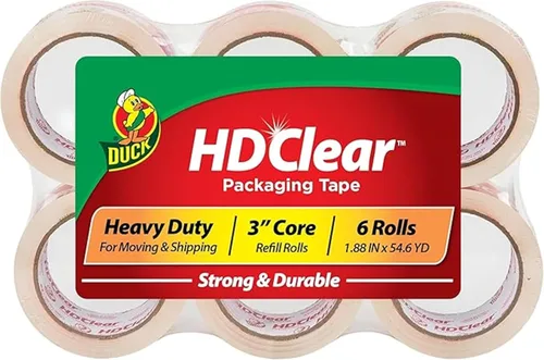 Vista 10 de Duck HD Clear – 1 rollo de cinta de embalaje resistente para envío, correo, mudanza y almacenamiento – Repuestos transparentes y fuertes para cajas