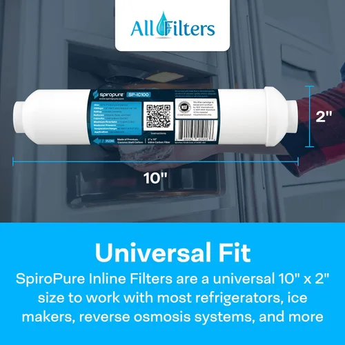 Vista 4 de SpiroPure SP-IC100 Filtro de agua en línea NSF Carbon con 1/4" FNPT, 2" x 10