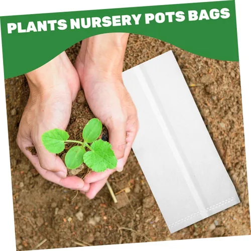 Vista 6 de 100pcs Biodegradable Non-Woven Planting Bags Nursery Growing Pouches 20x20cm for Vegetables Flowers Seedlings Garden Cultivation