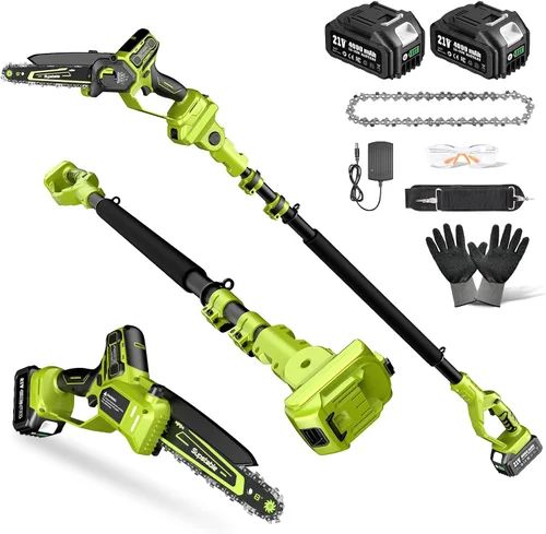 Vista 14 de Mini motosierra inalámbrica, motosierra eléctrica de 8 pulgadas y 6 pulgadas, funciona con pilas, 1000 W sin escobillas de mano con 2