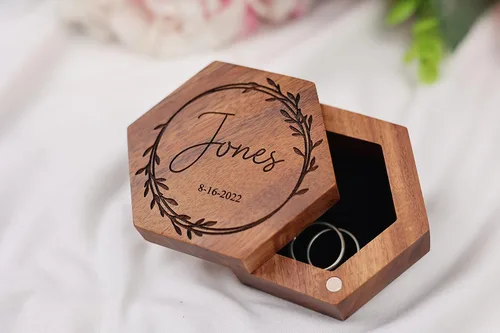 Vista 5 de Personalized Wooden Ring Box, Custom Wedding Ring Box, Engagement Ring Box, Custom Ring Holder