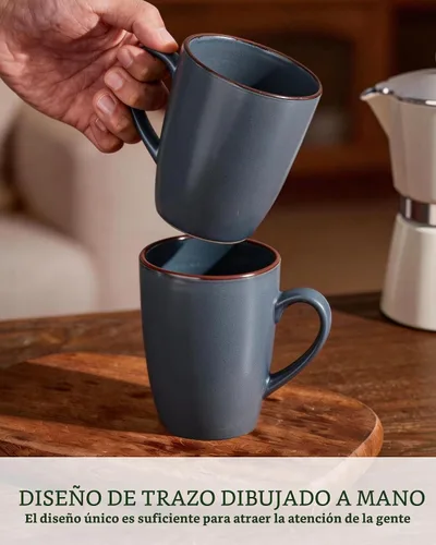 Vista 3 de famiware Venus - Tazas de café para 4, juego de tazas de 12 onzas, taza para beber con asa para café, té, cacao, leche, carbón
