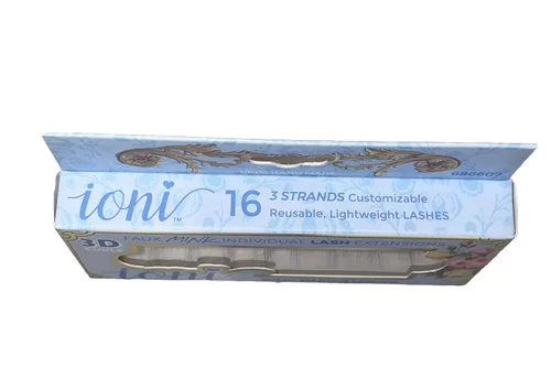 Vista 3 de IONI Extensiones de pestañas individuales de visón sintético, 3 hebras, longitud media