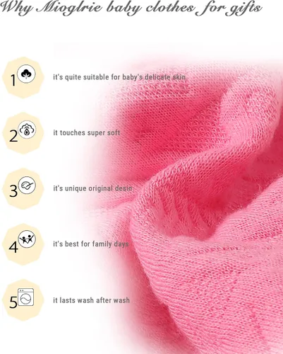 Vista 4 de Mioglrie Conjunto de ropa de bebé para niña, tops y pantalones, ropa para niñas pequeñas, sudaderas para bebés