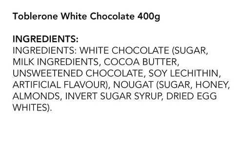 Vista 2 de Toblerone Chocolate Blanco, 100g (3.52 oz.)