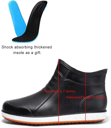Vista 3 de Waterproof Rain Boots, Shock absorbing soft insole,Garden rain Shoes with Rubber Insulated Outsole, Anti Slip Resistant Booties for fishing,Outdoor