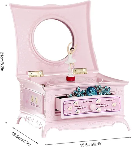 Vista 4 de Bohany Organizador de joyas bailarina Organizador de joyas de bailarina para niñas y adolescentes Juego de joyeros con cajones extraíbles, espejo