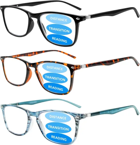 Vista 8 de Paquete de 3 lentes de lectura progresivos multienfoque para hombres y mujeres, bloqueo de luz azul, bisagras de resorte, lectores de computadora