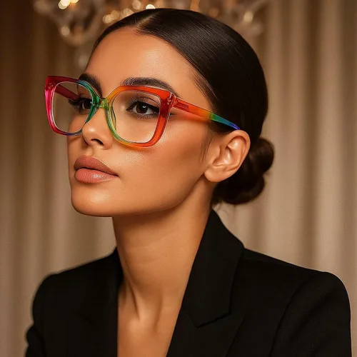 Vista 2 de laureles Gafas de lectura con bloqueo de luz azul a la moda para mujer, tr90, marcos de arco iris, gafas