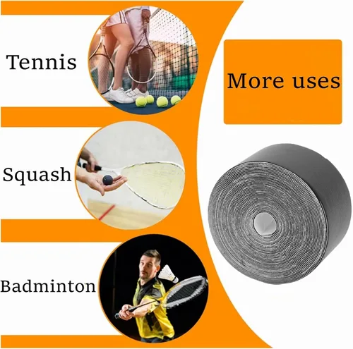 Vista 6 de VGEBY Cinta de raqueta, protector de raqueta de tenis de squash ampliado para equipo deportivo (negro)