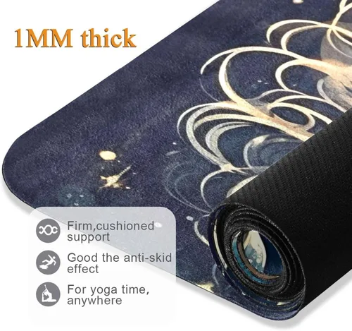 Vista 4 de Hermoso tapete de yoga de sirena para mujeres y hombres, 71 x 26 pulgadas, plegable, antideslizante, para pilates, aeróbicos, ejercicios de suelo