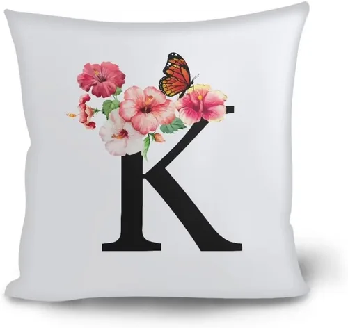 Vista 14 de Fundas de almohada decorativas del alfabeto, fundas de almohada con estampado floral de la letra B, fundas de almohada cuadradas suaves, fundas
