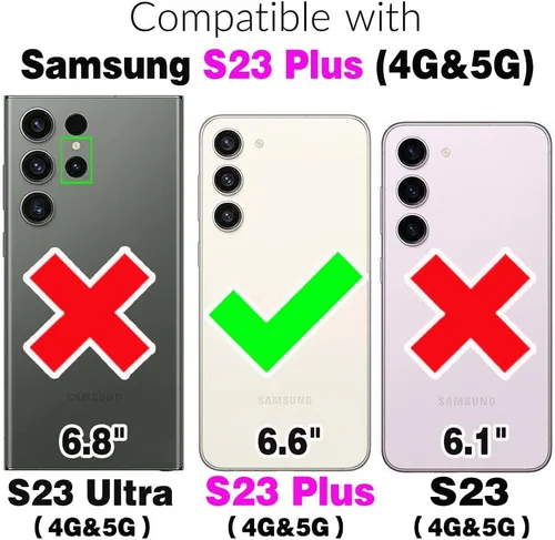 Vista 2 de Asuwish Funda para Samsung Galaxy S23 Plus S23+ 5G con protector de pantalla de vidrio templado y ranura para tarjetero, soporte para celular