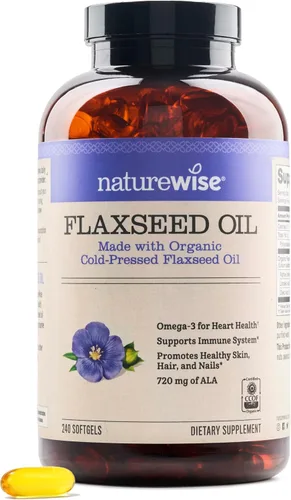 Vista 13 de NatureWise Aceite de linaza de 1200 mg, Omega 3 6 9 sin pescado con 720 mg de ALA, suplemento dietético para apoyo a la salud cardíaca, orgánico