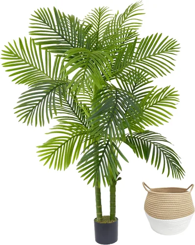 Vista 16 de Warmplants Árbol de ficus artificial, árbol de ficus falso de 4 pies de alto con canasta, planta sintética para interiores y exteriores, hogar, sala