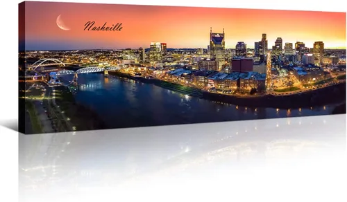Vista 9 de Atlanta Skyline - Arte de pared para sala de estar, lienzo de paisaje urbano, decoración moderna para el hogar, imágenes panorámicas, edificio