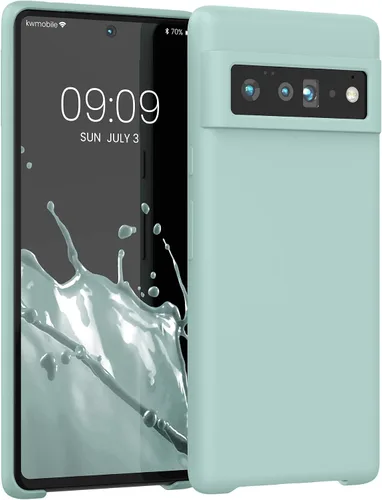 Vista 88 de kwmobile Funda Compatible con Google Pixel 6 Pro - Funda de teléfono de silicona TPU con acabado suave - Azul Arrecife