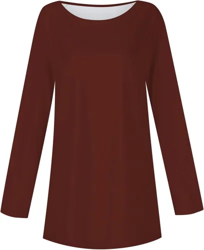 Vista 4 de FlekmanArt Tops para mujer, sudaderas de manga larga con cuello redondo y estampado para ocultar el vientre, tops cómodos y elegantes