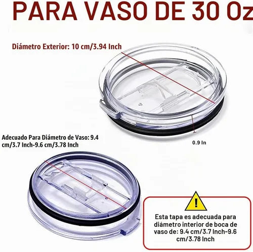 Vista 4 de Tapas de repuesto para vasos, tapas de vaso a prueba de derrames, 30 onzas para YETI Rambler, Ozark Trail y otras marcas de vasos de acero