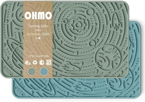 Vista 18 de OHMO Alfombrilla para lamer perros y gatos, patrón espacial, 6 x 10 fresno+beige