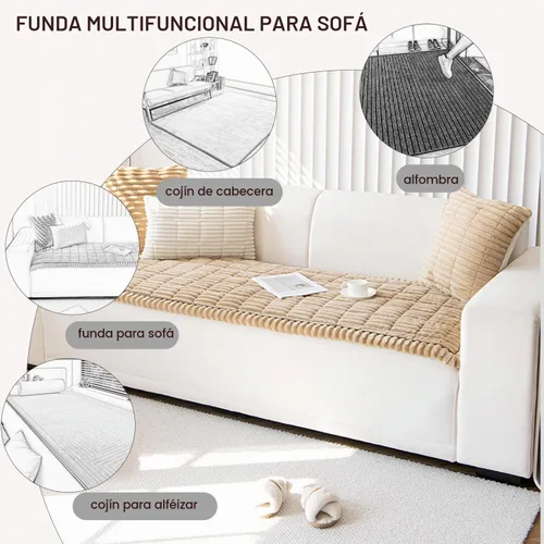 Vista 4 de Funda de sofá para mascotas y perros, lavable, antideslizante, protector mullido para sofá de 3 plazas, apto para mascotas, protector para sofás