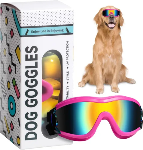 Vista 9 de Gafas de sol para perros, protección contra rayos UV, viento, polvo, niebla, gafas para mascotas, protección contra los ojos con correa ajustable