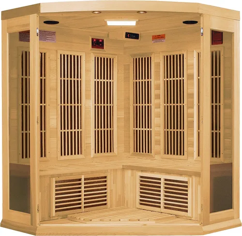 Vista 2 de DYNAMIC SAUNAS Maxxus 3 Personas Bajo EMF Sauna de Esquina de Carbono Infrarrojo Lejano de Cicuta Canadiense