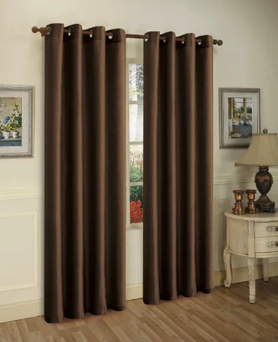 Vista 17 de J&V TEXTILES 2 paneles de cortinas de seda sintética con ojales sólidos para ventana, tratamiento en longitud de 84" (Beige)*