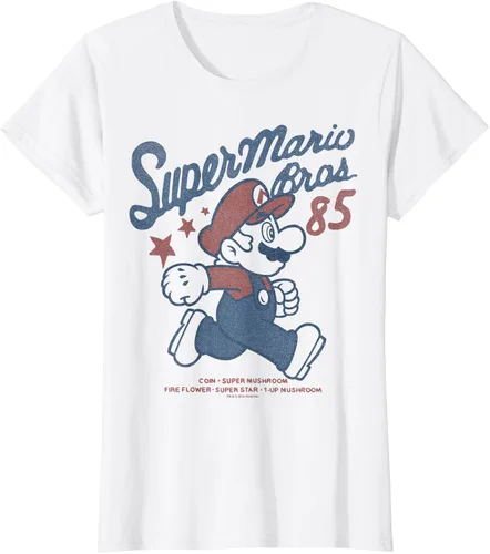 Vista 21 de Nintendo Super Mario Brothers '85 Vintage Stars - Camiseta Gris Oscuro